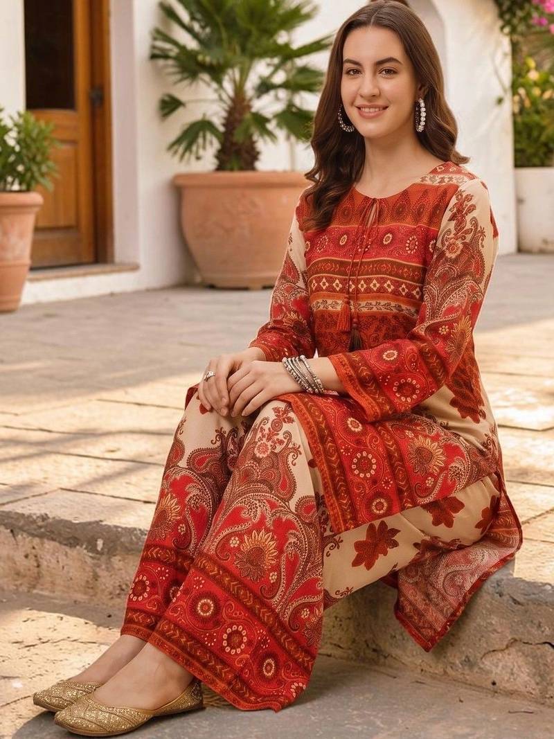 Women Ethnic Motifs Printed Regular Kurta with Palazzos