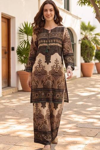 Women Ethnic Motifs Printed Regular Kurti with Palazzos