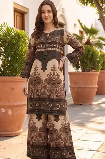 Women Ethnic Motifs Printed Regular Kurti with Palazzos