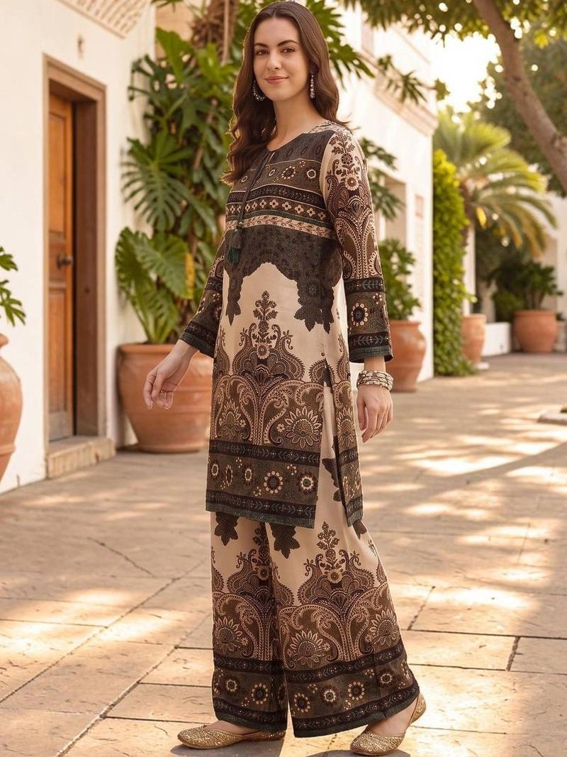Women Ethnic Motifs Printed Regular Kurti with Palazzos