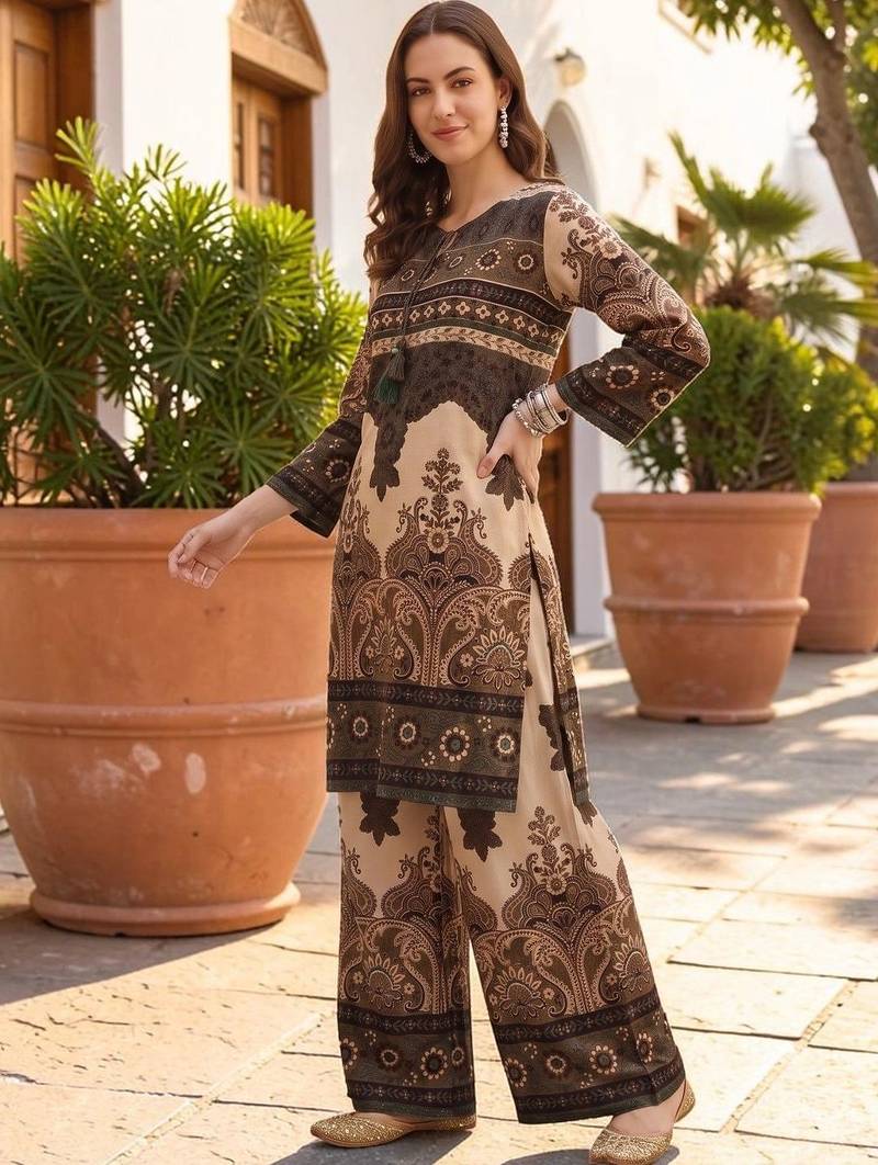 Women Ethnic Motifs Printed Regular Kurti with Palazzos