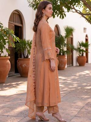 Women Ethnic Motifs Embroidered Regular Thread Work Kurta with Trousers & With Dupatta 5