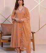 Women Ethnic Motifs Embroidered Regular Thread Work Kurta with Trousers & With Dupatta
