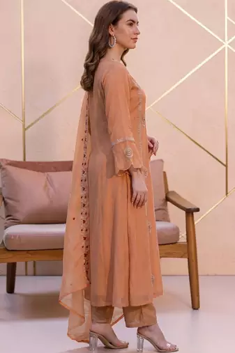Women Ethnic Motifs Embroidered Regular Thread Work Kurta with Trousers & With Dupatta