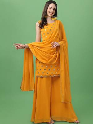 Women Sequinned Kurta with Palazzos & With Dupatta 1
