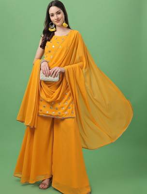 Women Sequinned Kurta with Palazzos & With Dupatta 2