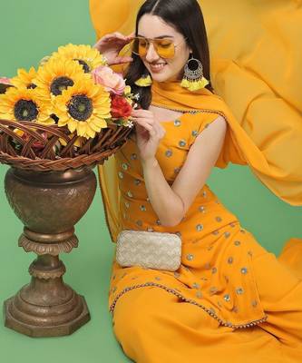 Women Sequinned Kurta with Palazzos & With Dupatta 3