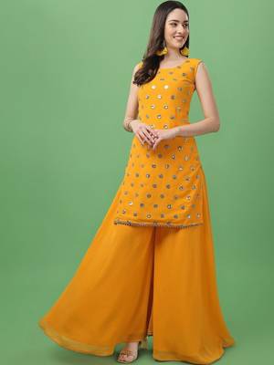 Women Sequinned Kurta with Palazzos & With Dupatta 6