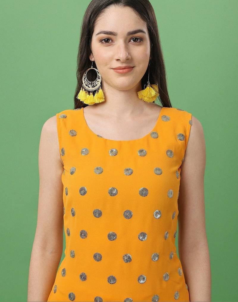 Women Sequinned Kurta with Palazzos & With Dupatta