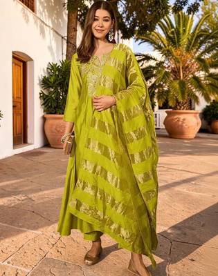 Women Ethnic Motifs Embroidered Regular Sequinned Kurta with Trousers & With Dupatta 1