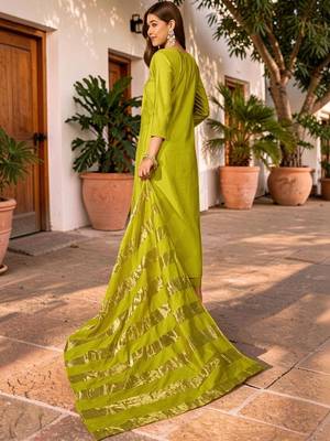 Women Ethnic Motifs Embroidered Regular Sequinned Kurta with Trousers & With Dupatta 4