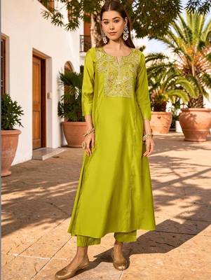 Women Ethnic Motifs Embroidered Regular Sequinned Kurta with Trousers & With Dupatta 5