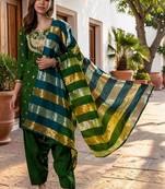 Women Ethnic Motifs Embroidered Regular Kurta with Patiala & With Dupatta