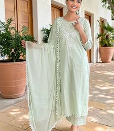 Women Ethnic Motifs Embroidered Pure Cotton Kurta with Palazzos & With Dupatta