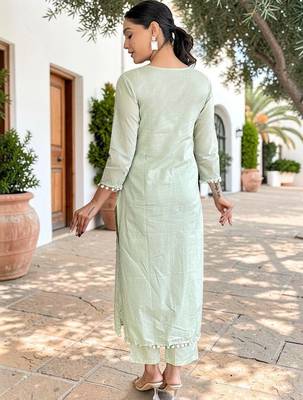 Women Ethnic Motifs Embroidered Pure Cotton Kurta with Palazzos & With Dupatta 4