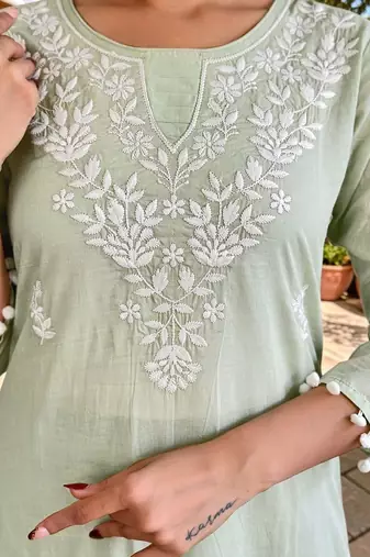 Women Ethnic Motifs Embroidered Pure Cotton Kurta with Palazzos & With Dupatta
