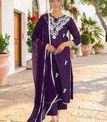 Women Ethnic Motifs Regular Work Pure Cotton Kurta with Trousers & With Dupatta