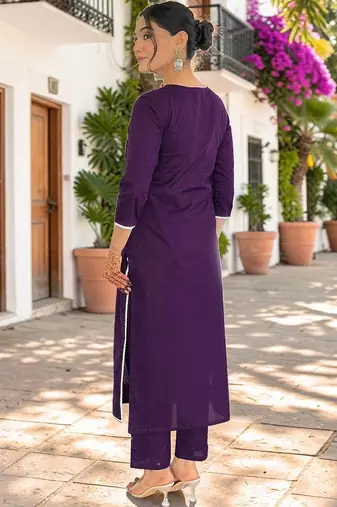 Women Ethnic Motifs Regular Work Pure Cotton Kurta with Trousers & With Dupatta