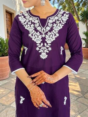 Women Ethnic Motifs Regular Work Pure Cotton Kurta with Trousers & With Dupatta 5