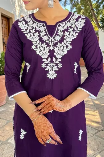 Women Ethnic Motifs Regular Work Pure Cotton Kurta with Trousers & With Dupatta