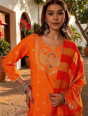 Women Ethnic Motifs Embroidered Regular Kurta with Patiala & Dupatta 6