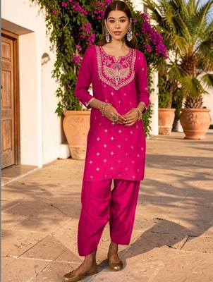 Women Ethnic Motifs Embroidered Regular Kurta with Patiala & With Dupatta 7