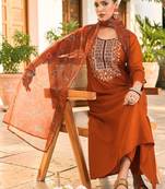 Women Ethnic Motifs Embroidered Regular Thread Work Kurta with Trousers & With Dupatta
