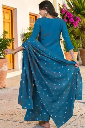 Women Ethnic Motifs Embroidered Regular Kurta with Palazzos & With Dupatta
