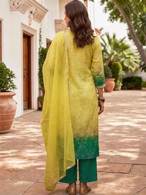 Women Ombre Dyed Regular Kurta with Trousers & With Dupatta 4