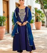 Women Ethnic Motifs Embroidered Regular Thread Work Kurta with Trousers & With Dupatta