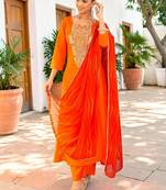 Women Ethnic Motifs Embroidered Kurta Set With Dupatta