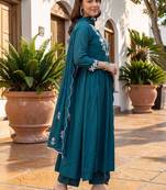 Women Ethnic Motifs Empire Thread Work Kurta with Trousers & With Dupatta