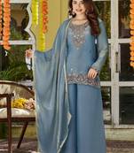 Women Ethnic Motifs Embroidered Regular Thread Work Kurta with Palazzos & With Dupatta