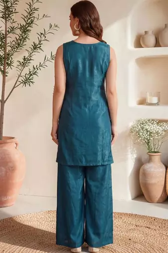 Women Ethnic Motifs Embroidered Regular Thread Work Kurta with Palazzos & With Dupatta