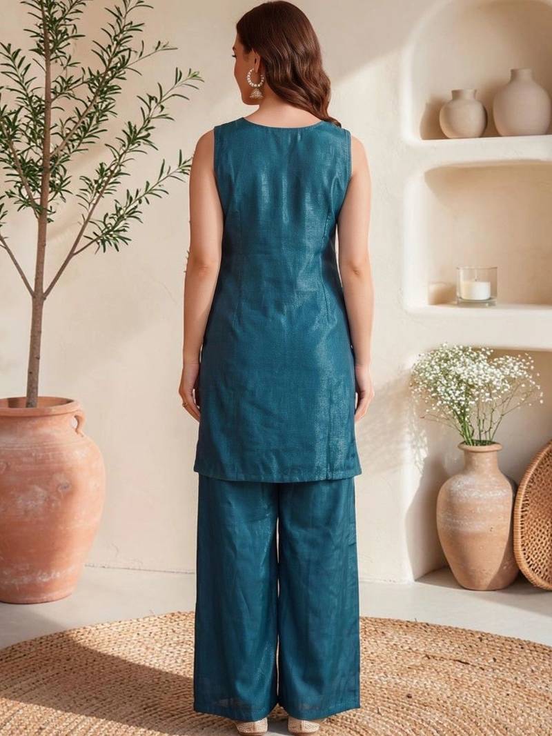 Women Ethnic Motifs Embroidered Regular Thread Work Kurta with Palazzos & With Dupatta
