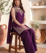 Women Ethnic Motifs Embroidered Regular Thread Work Kurta with Palazzos & With Dupatta