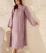 Women Floral Embroidered Regular Thread Work Silk Crepe Kurta with Trousers & With Dupatta