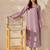 Women Floral Embroidered Regular Thread Work Silk Crepe Kurta with Trousers & With Dupatta