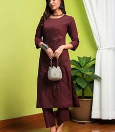 Women Ethnic Motifs Embroidered Regular Thread Work Pure Cotton Kurta with Trousers
