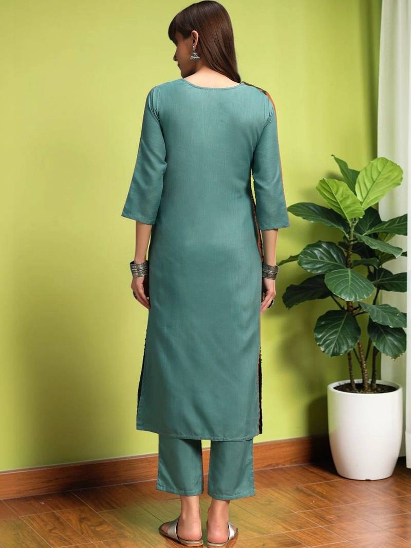 Women Embroidered Regular Kurta Set