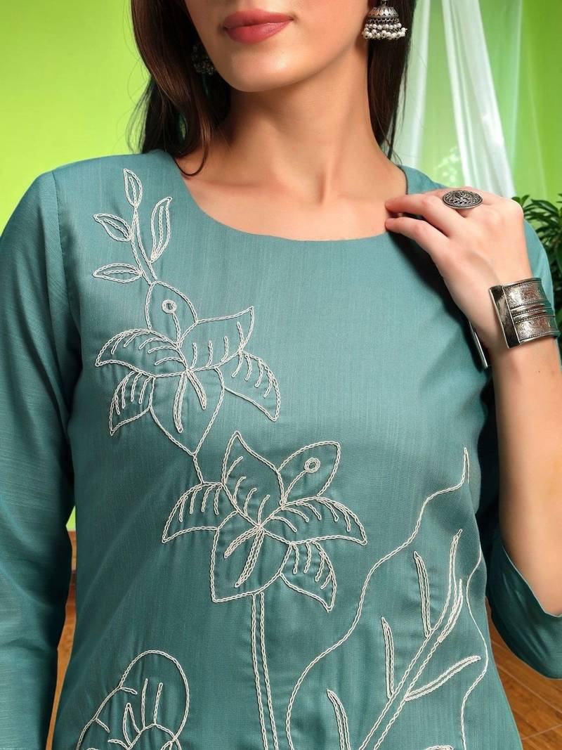 Women Embroidered Regular Kurta Set