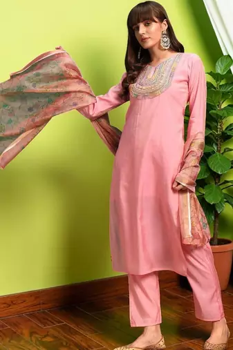 Women Ethnic Motifs Embroidered Regular Thread Work Kurta with Trousers & With Dupatta