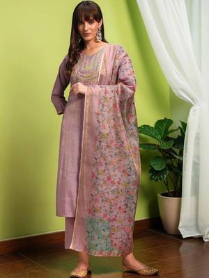 Women Ethnic Motifs Embroidered Regular Thread Work Kurta with Palazzos & With Dupatta 1