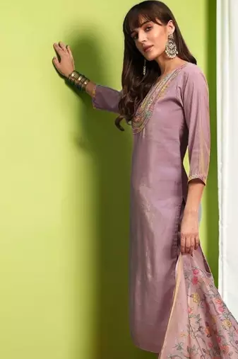Women Ethnic Motifs Embroidered Regular Thread Work Kurta with Palazzos & With Dupatta