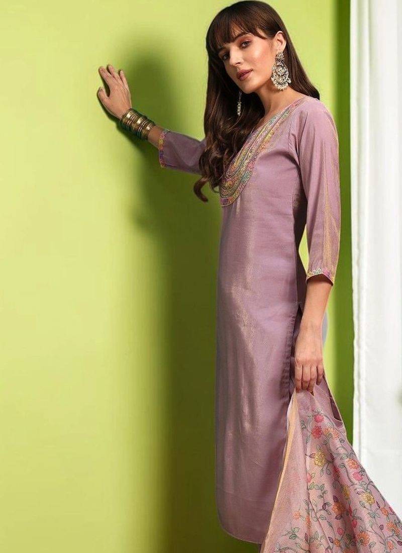 Women Ethnic Motifs Embroidered Regular Thread Work Kurta with Palazzos & With Dupatta