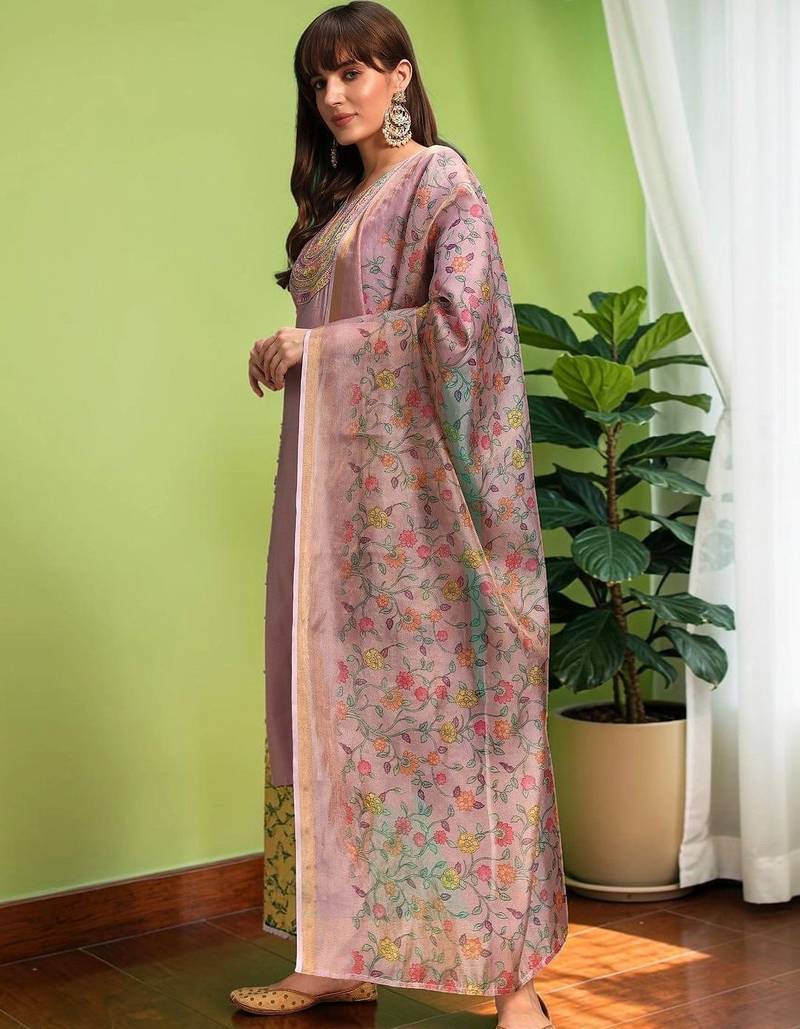 Women Ethnic Motifs Embroidered Regular Thread Work Kurta with Palazzos & With Dupatta