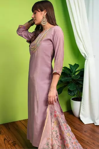 Women Ethnic Motifs Embroidered Regular Thread Work Kurta with Palazzos & With Dupatta