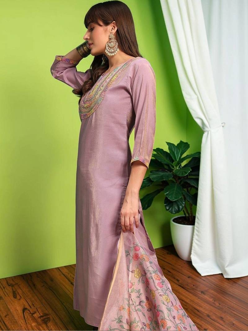 Women Ethnic Motifs Embroidered Regular Thread Work Kurta with Palazzos & With Dupatta