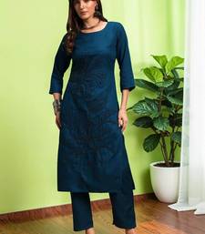Women Ethnic Motifs Embroidered Regular Thread Work Pure Cotton Kurta with Trousers