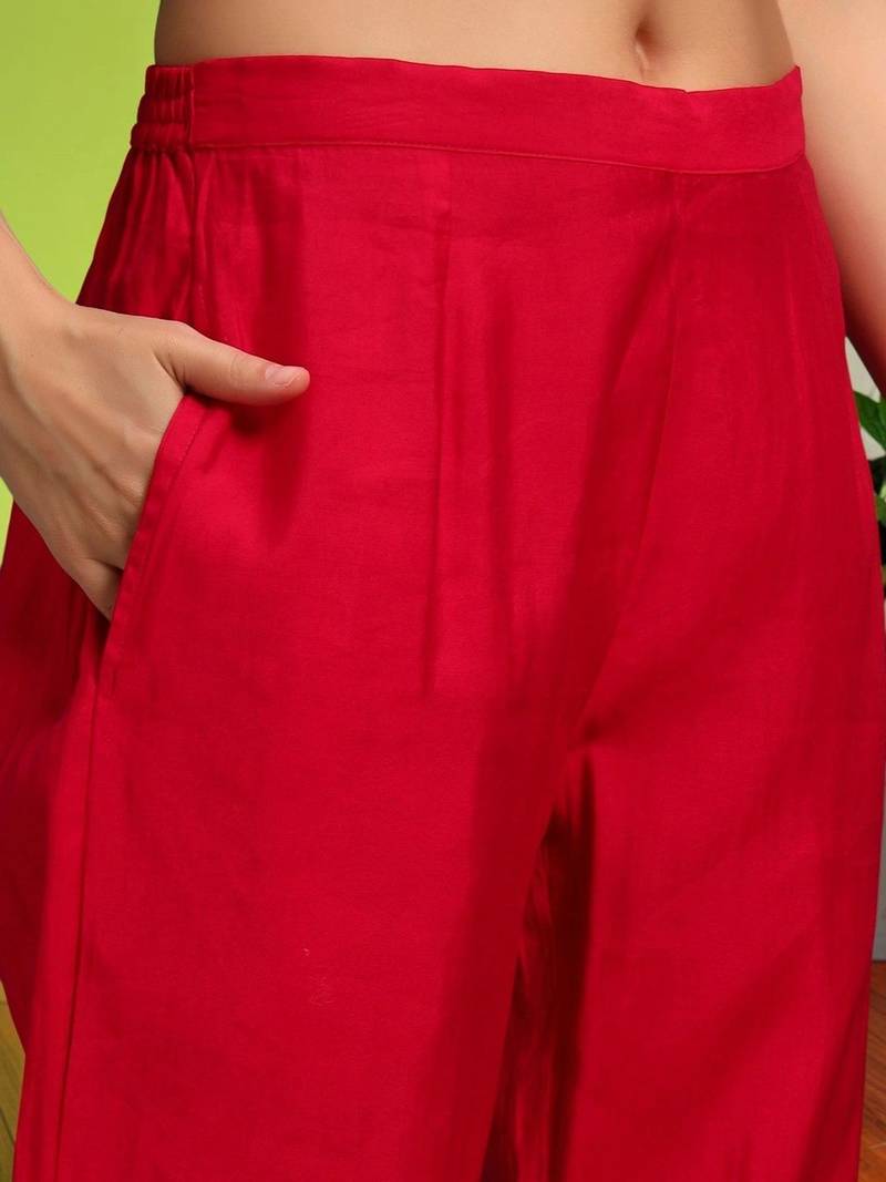 Women Ethnic Motifs Printed Regular Thread Work Kurta with Trousers & With Dupatta